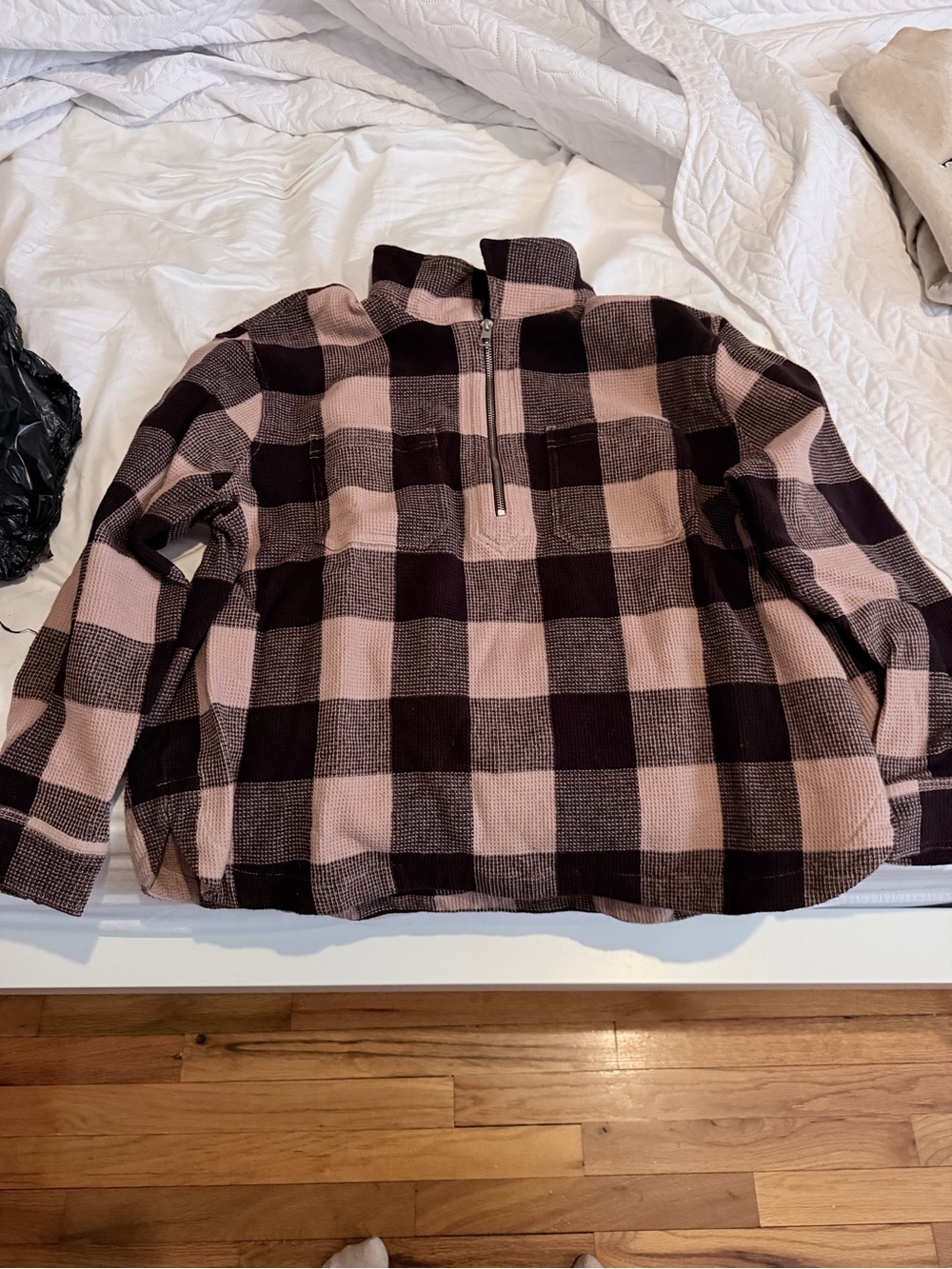 Pink and Purple Buffalo Plaid Quarter-Zip Pullover